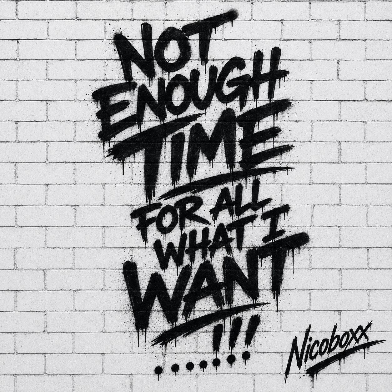 Not Enough Time For All What I Want, graffiti on brick
